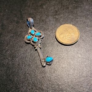 Sleeping Beauty Turquoise,  key pendant.